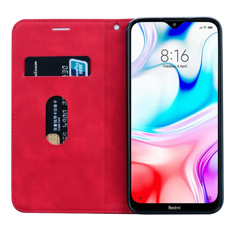 For Xiaomi Redmi 8 Frosted Business Magnetic Horizontal Flip PU Leather Case with Holder & Card Slot & Lanyard