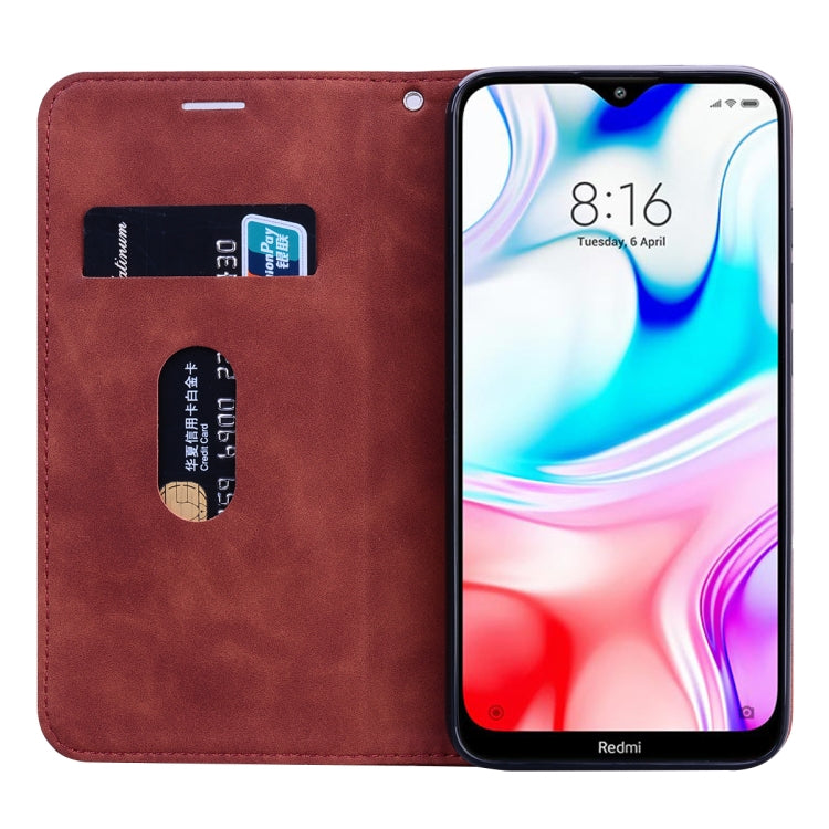 For Xiaomi Redmi 8 Frosted Business Magnetic Horizontal Flip PU Leather Case with Holder & Card Slot & Lanyard