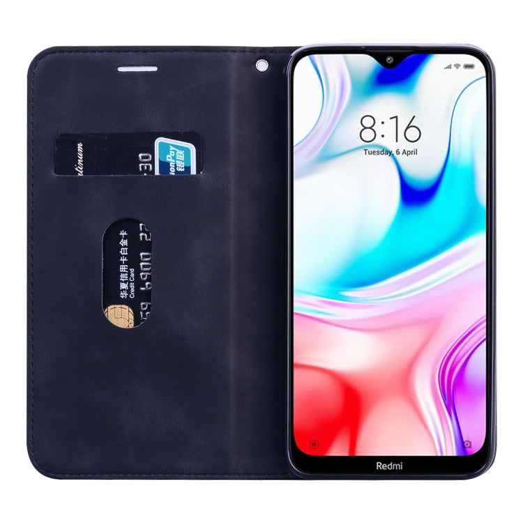 For Xiaomi Redmi 8 Frosted Business Magnetic Horizontal Flip PU Leather Case with Holder & Card Slot & Lanyard