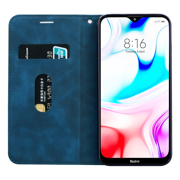 For Xiaomi Redmi 8 Frosted Business Magnetic Horizontal Flip PU Leather Case with Holder & Card Slot & Lanyard