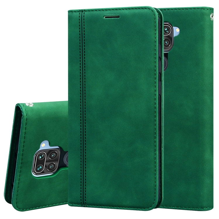For Xiaomi Redmi Note 9 / Redmi 10X 4G Frosted Business Magnetic Horizontal Flip PU Leather Case with Holder & Card Slot & Lanyard