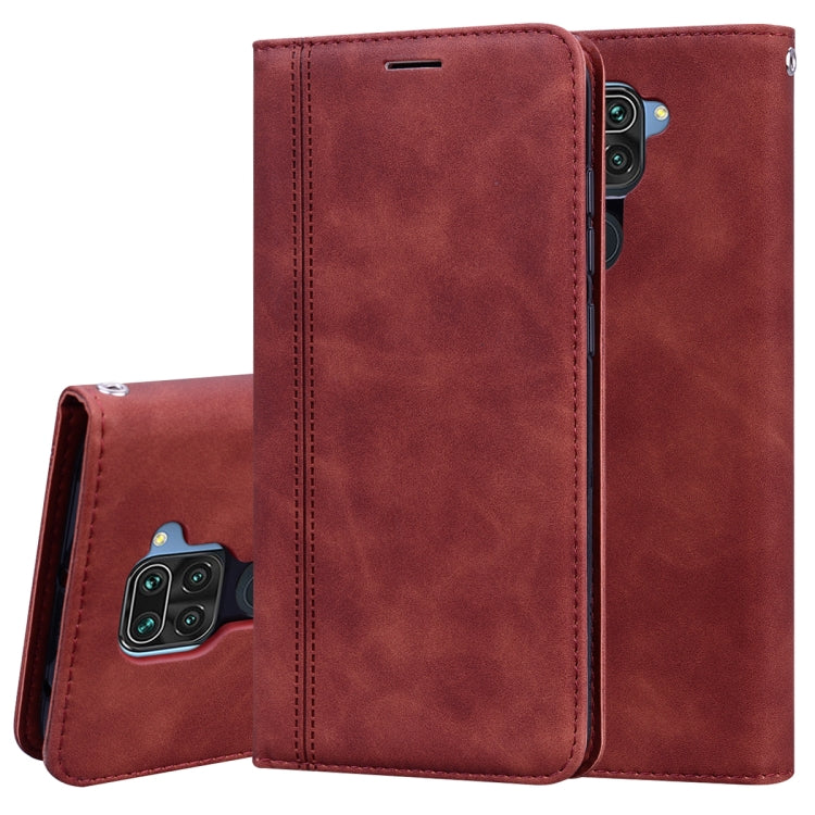 For Xiaomi Redmi Note 9 / Redmi 10X 4G Frosted Business Magnetic Horizontal Flip PU Leather Case with Holder & Card Slot & Lanyard