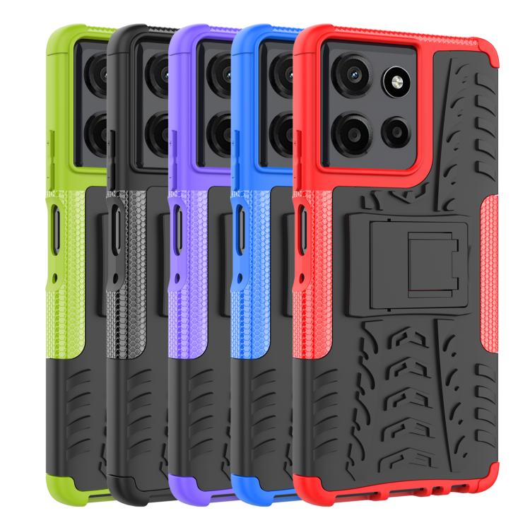 For Motorola Moto G Power 5G 2025 Tire Texture TPU + PC Phone Case with Holder