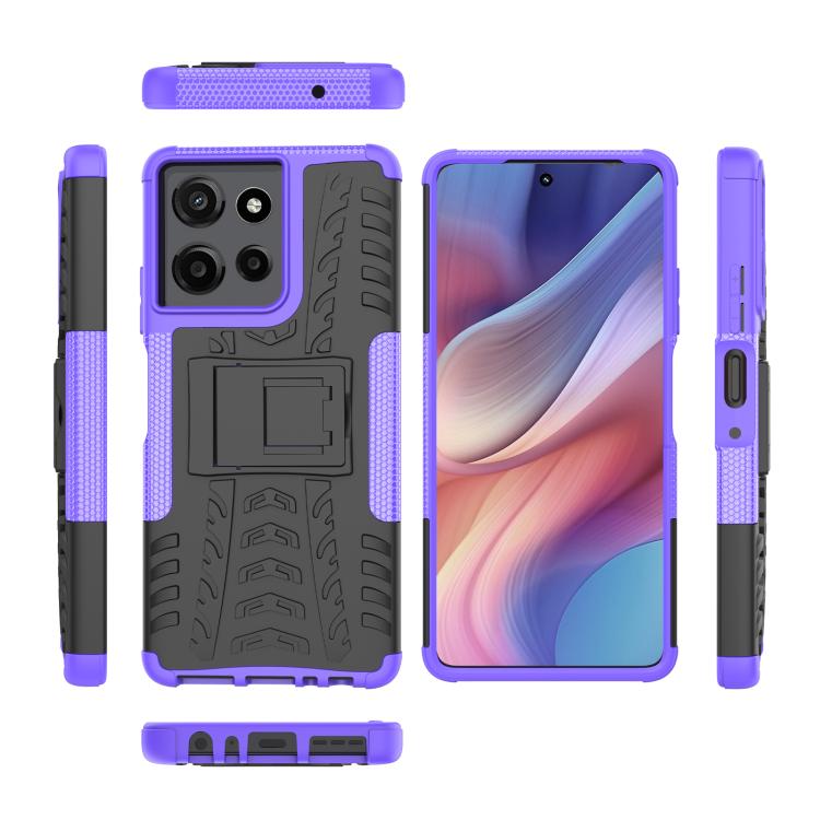 For Motorola Moto G Power 5G 2025 Tire Texture TPU + PC Phone Case with Holder
