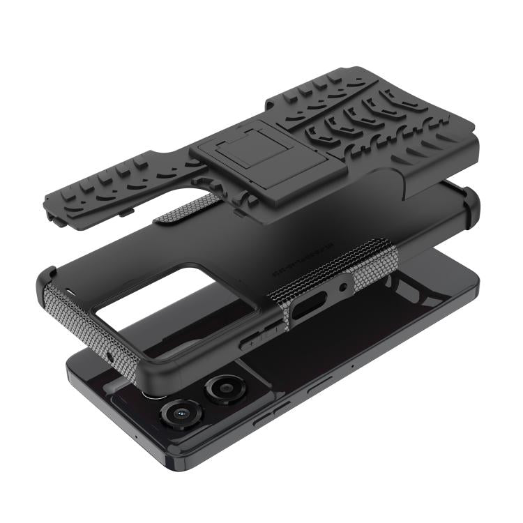 For Motorola Moto G Power 5G 2025 Tire Texture TPU + PC Phone Case with Holder