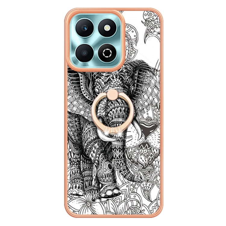 For Honor X6b Electroplating Dual-side IMD Phone Case with Ring Holder