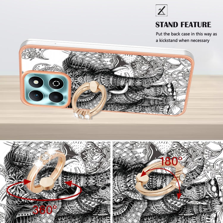 For Honor X6b Electroplating Dual-side IMD Phone Case with Ring Holder