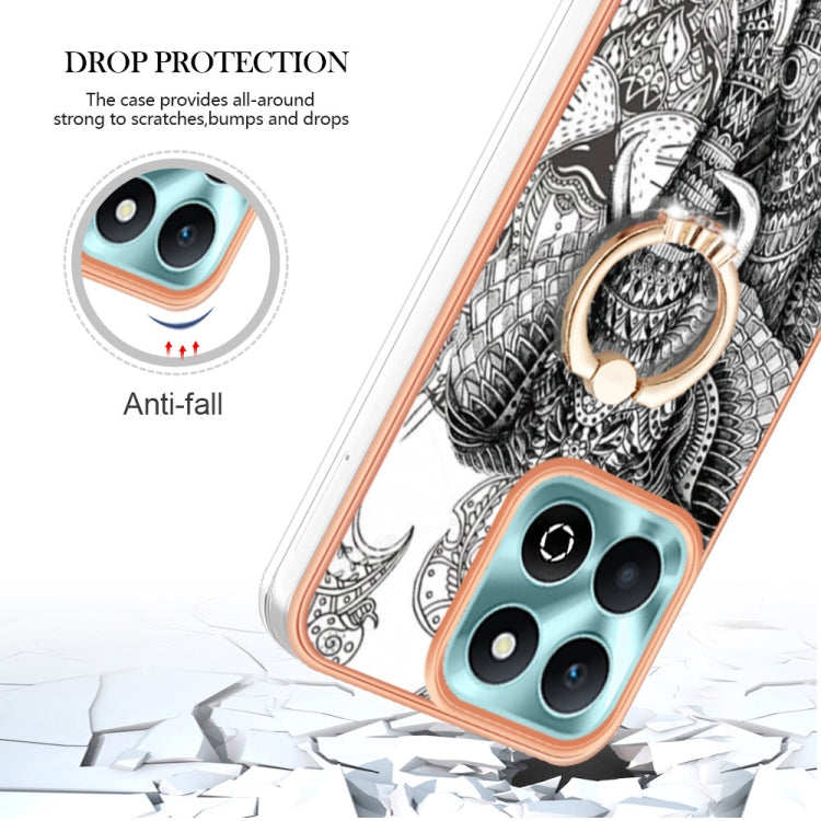 For Honor X6b Electroplating Dual-side IMD Phone Case with Ring Holder