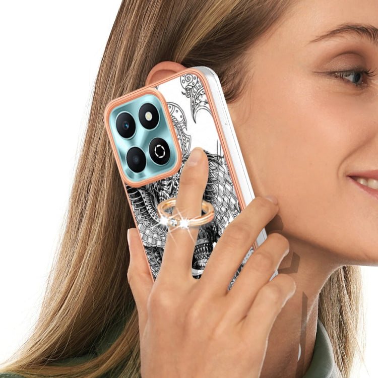 For Honor X6b Electroplating Dual-side IMD Phone Case with Ring Holder