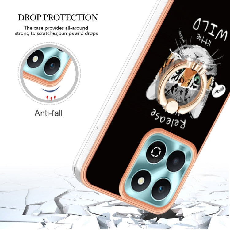 For Honor X6b Electroplating Dual-side IMD Phone Case with Ring Holder