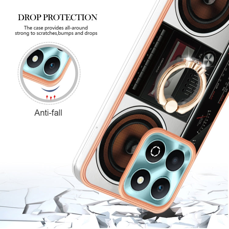 For Honor X6b Electroplating Dual-side IMD Phone Case with Ring Holder