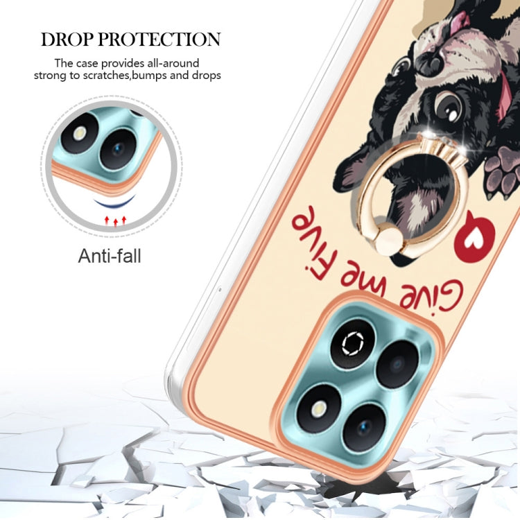 For Honor X6b Electroplating Dual-side IMD Phone Case with Ring Holder