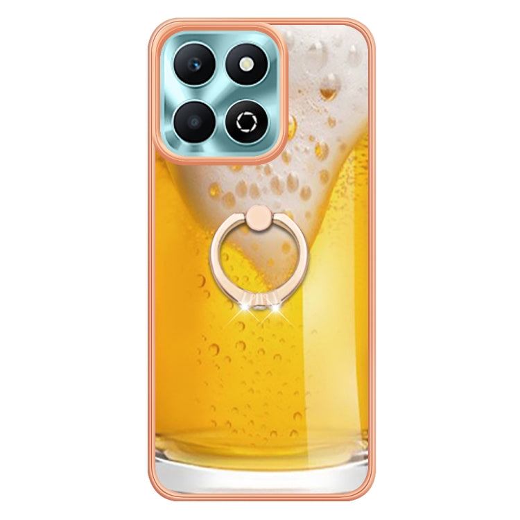 For Honor X6b Electroplating Dual-side IMD Phone Case with Ring Holder