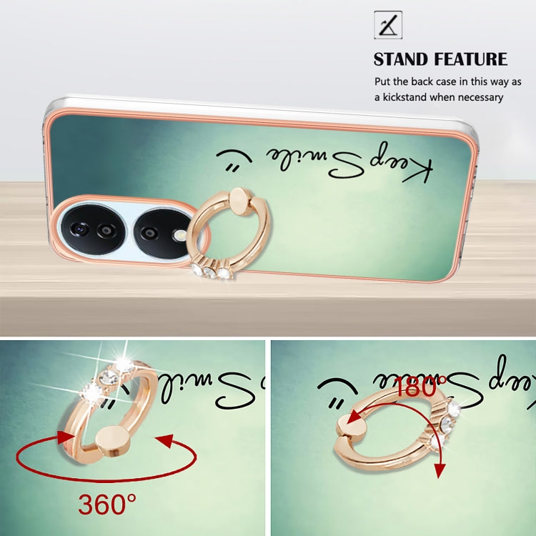 For Honor X7b 4G / 5G Electroplating Dual-side IMD Phone Case with Ring Holder