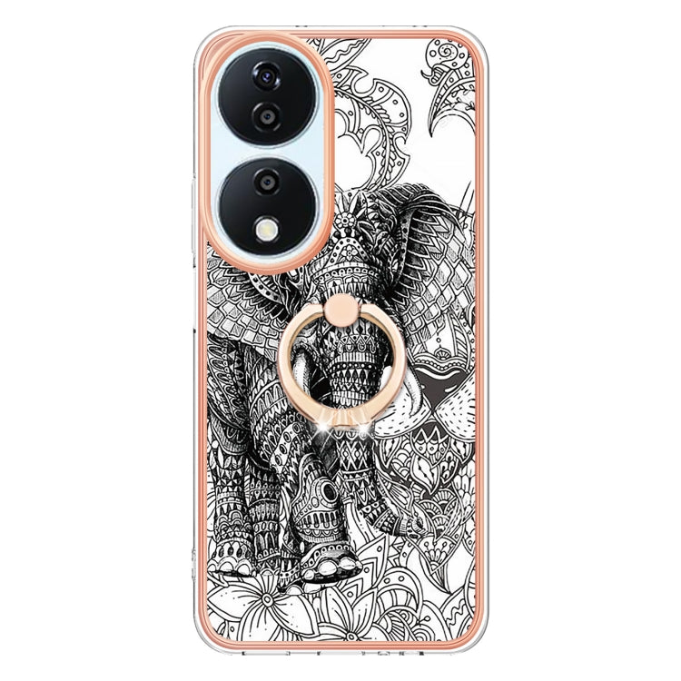 For Honor X7b 4G / 5G Electroplating Dual-side IMD Phone Case with Ring Holder