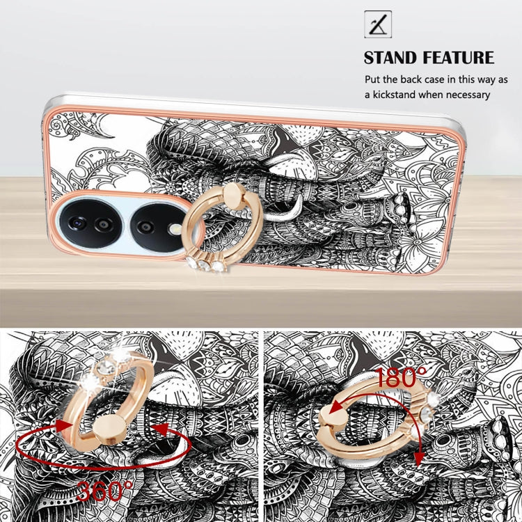 For Honor X7b 4G / 5G Electroplating Dual-side IMD Phone Case with Ring Holder
