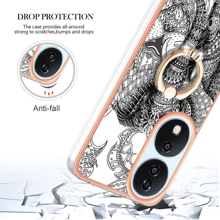 For Honor X7b 4G / 5G Electroplating Dual-side IMD Phone Case with Ring Holder