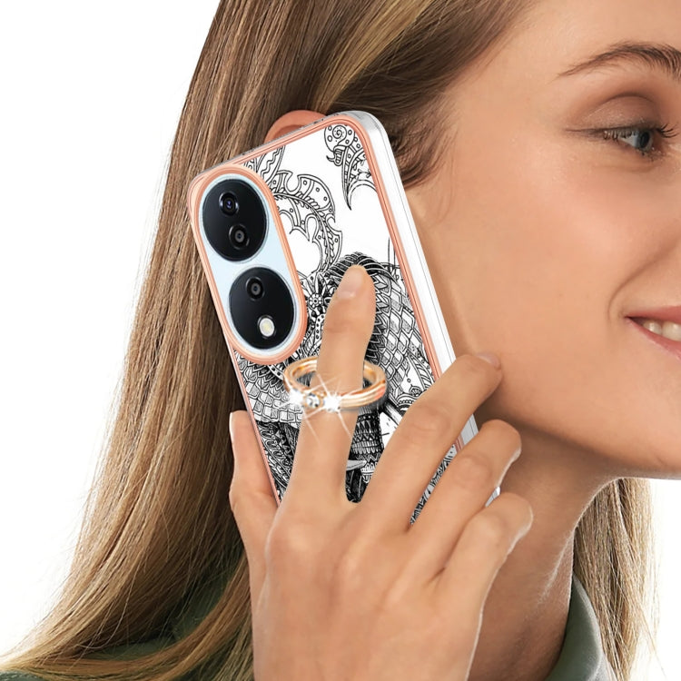 For Honor X7b 4G / 5G Electroplating Dual-side IMD Phone Case with Ring Holder