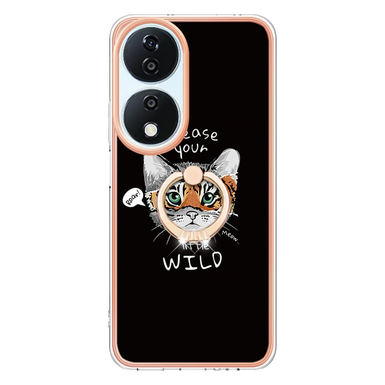 For Honor X7b 4G / 5G Electroplating Dual-side IMD Phone Case with Ring Holder