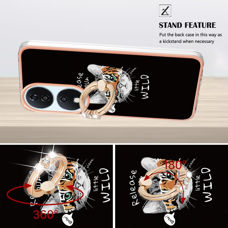 For Honor X7b 4G / 5G Electroplating Dual-side IMD Phone Case with Ring Holder