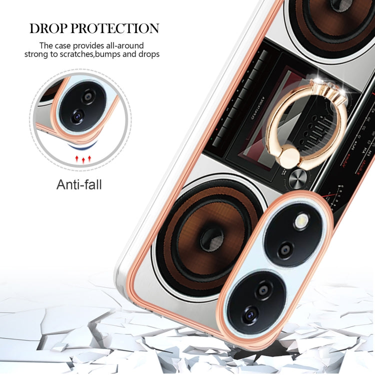For Honor X7b 4G / 5G Electroplating Dual-side IMD Phone Case with Ring Holder