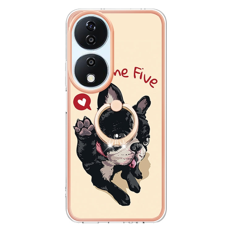 For Honor X7b 4G / 5G Electroplating Dual-side IMD Phone Case with Ring Holder