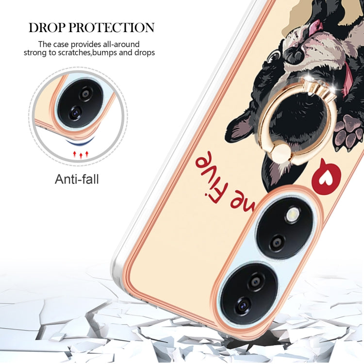 For Honor X7b 4G / 5G Electroplating Dual-side IMD Phone Case with Ring Holder
