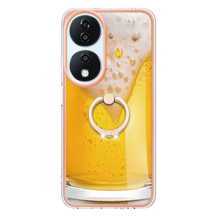 For Honor X7b 4G / 5G Electroplating Dual-side IMD Phone Case with Ring Holder