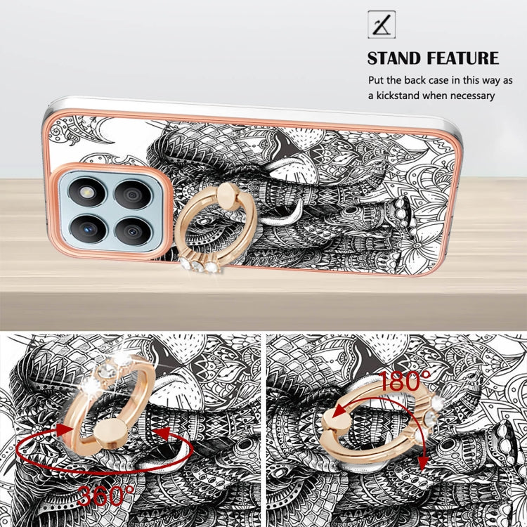 For Honor X8b Electroplating Dual-side IMD Phone Case with Ring Holder