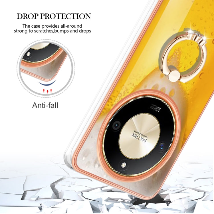 For Honor X9b Electroplating Dual-side IMD Phone Case with Ring Holder