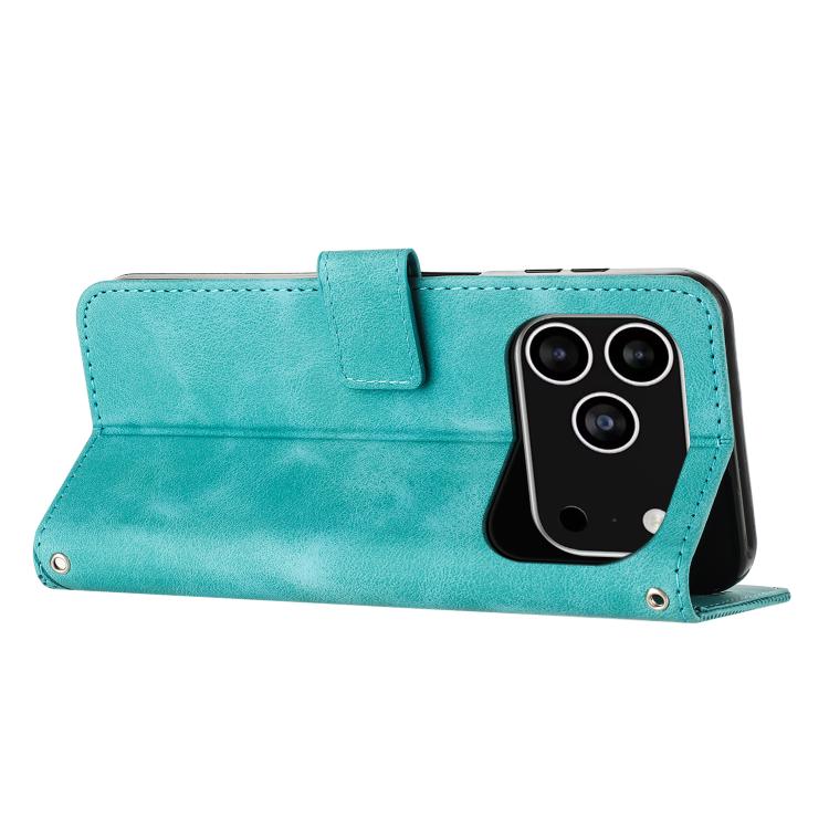 For iPhone 17 Pro Dream Triangle Leather Phone Case with Lanyard