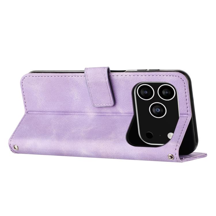 For iPhone 17 Pro Dream Triangle Leather Phone Case with Lanyard