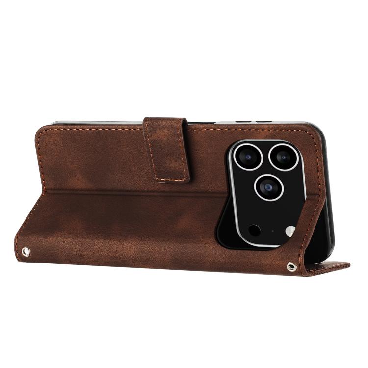 For iPhone 17 Pro Dream Triangle Leather Phone Case with Lanyard