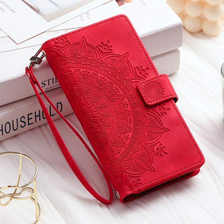 For iPhone 16 Pro Multi-Card Totem Zipper Leather Phone Case