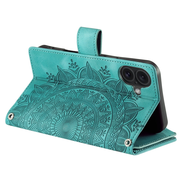 For iPhone 16 Multi-Card Totem Zipper Leather Phone Case