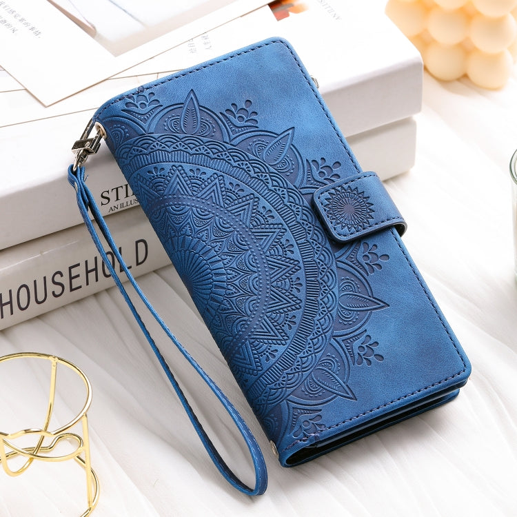 For iPhone 16 Multi-Card Totem Zipper Leather Phone Case