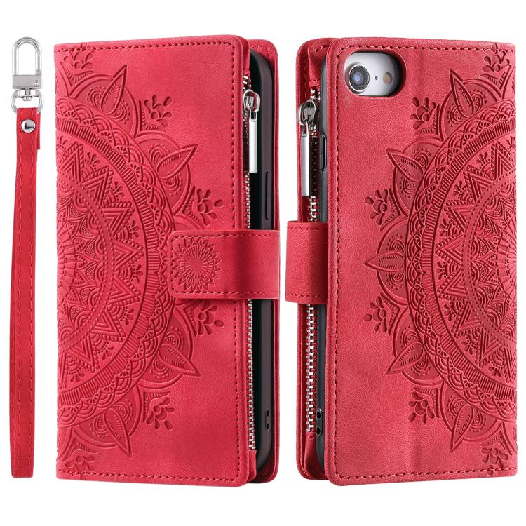 For iPhone 16e / 17e Multi-Card Totem Zipper Leather Phone Case