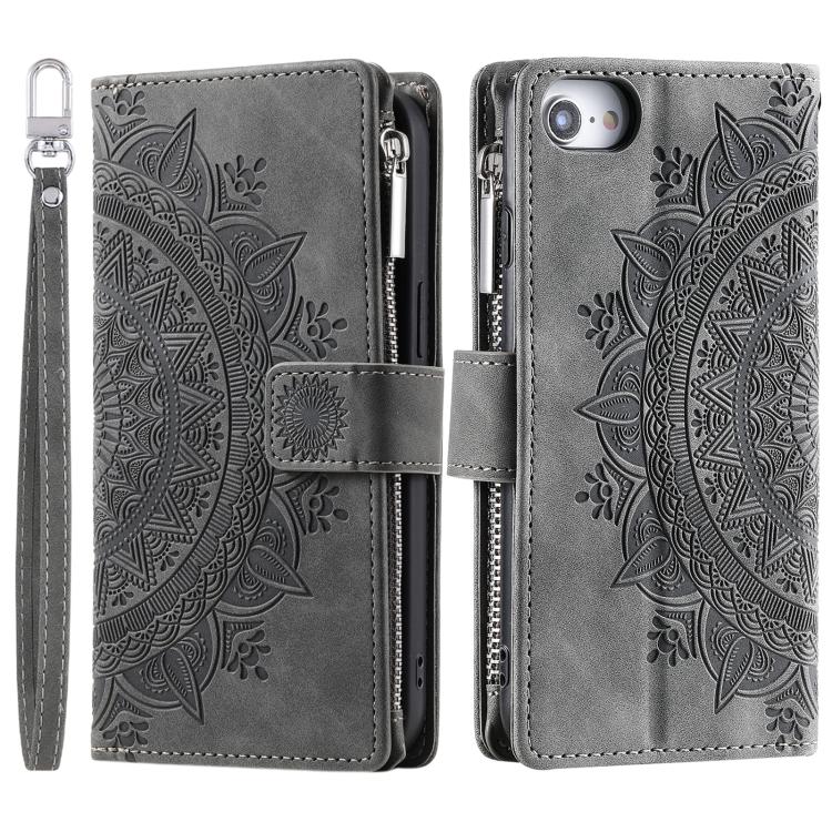 For iPhone 16e / 17e Multi-Card Totem Zipper Leather Phone Case