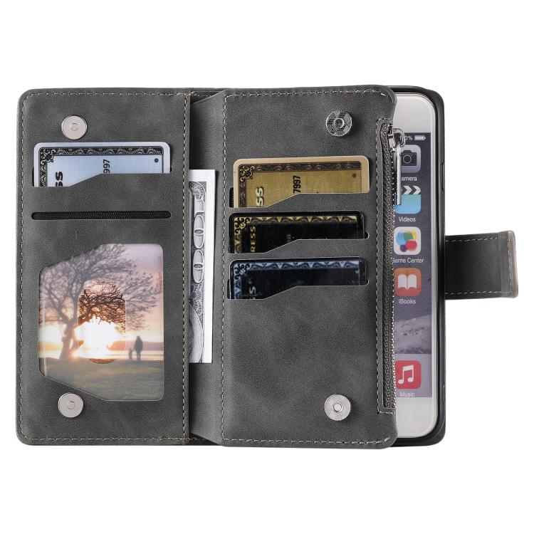 For iPhone 16e / 17e Multi-Card Totem Zipper Leather Phone Case
