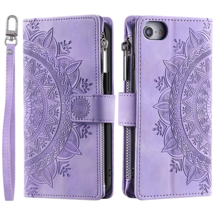 For iPhone 16e / 17e Multi-Card Totem Zipper Leather Phone Case