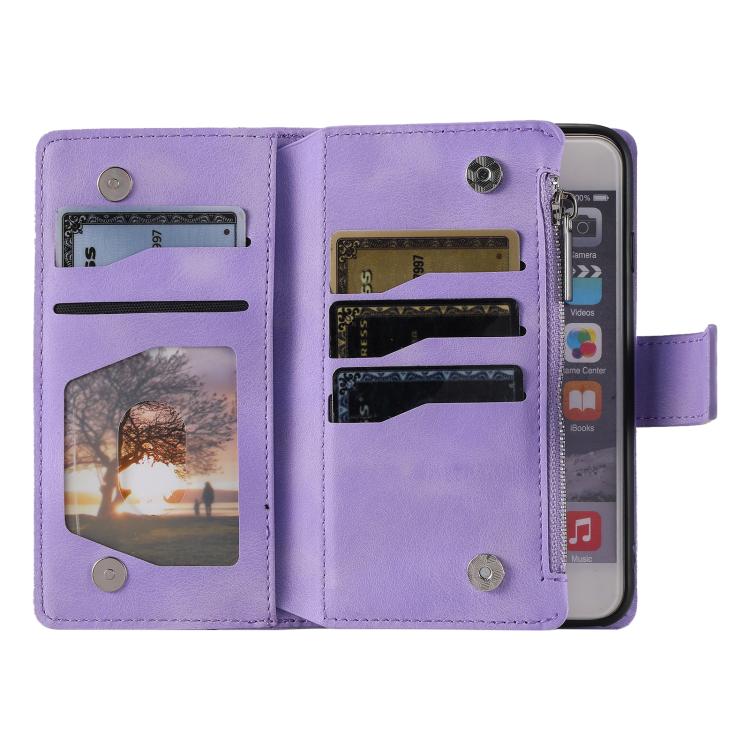 For iPhone 16e / 17e Multi-Card Totem Zipper Leather Phone Case