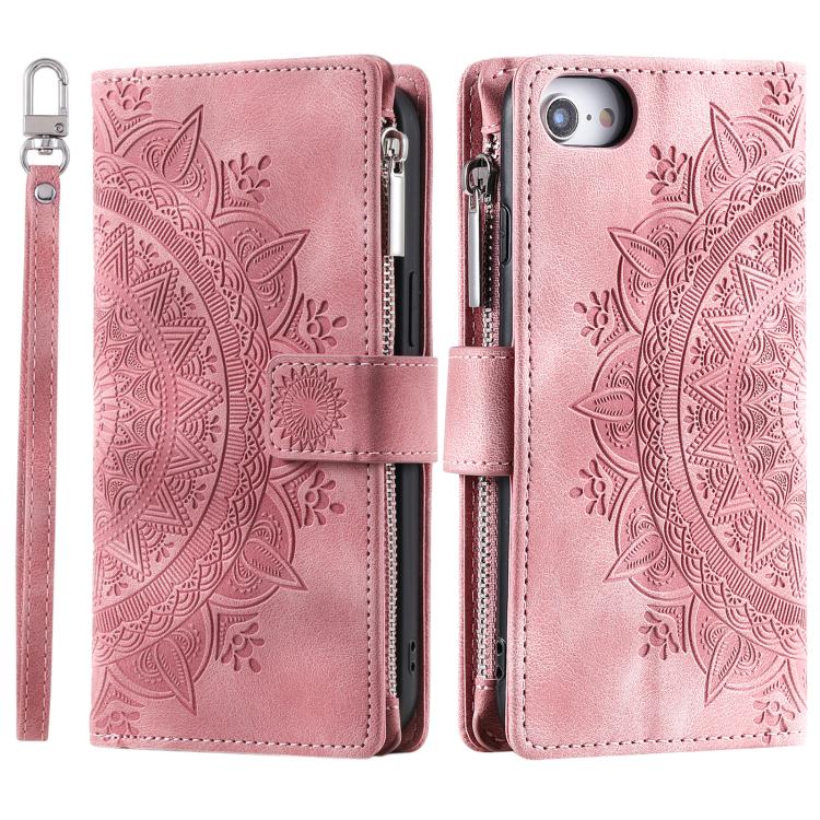 For iPhone 16e / 17e Multi-Card Totem Zipper Leather Phone Case