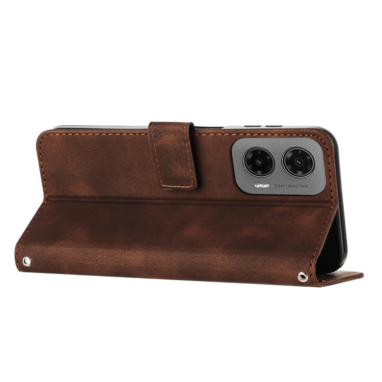 For Motorola Moto G35 Dream Triangle Leather Phone Case with Lanyard
