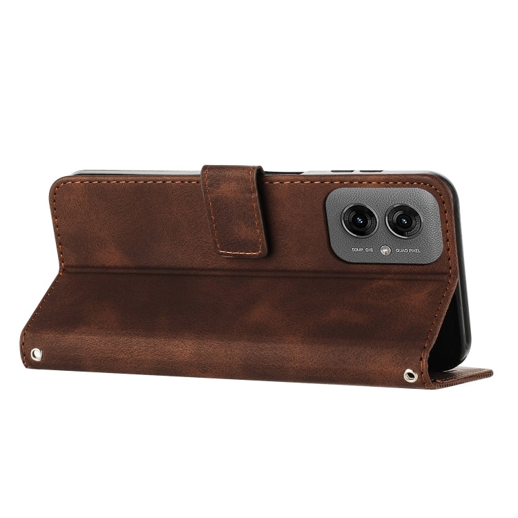 For Motorola Moto G55 Dream Triangle Leather Phone Case with Lanyard