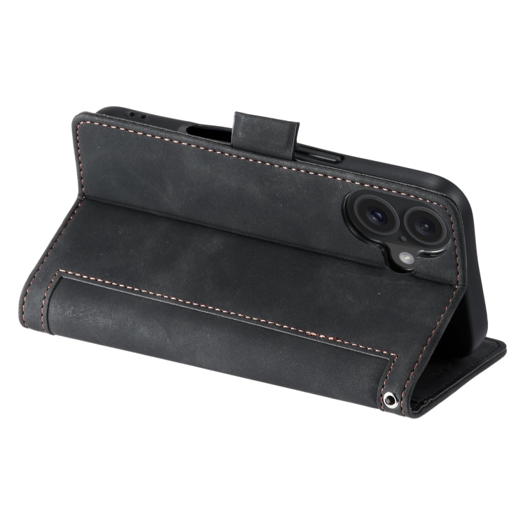 For iPhone 16 Plus Retro Splicing Horizontal Flip Leather Phone Case