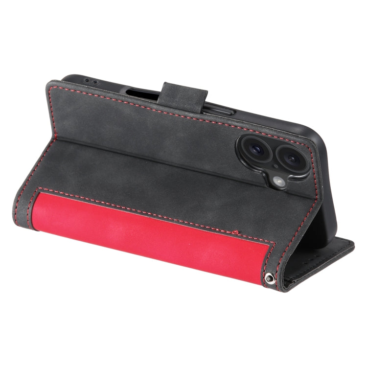 For iPhone 16 Plus Retro Splicing Horizontal Flip Leather Phone Case