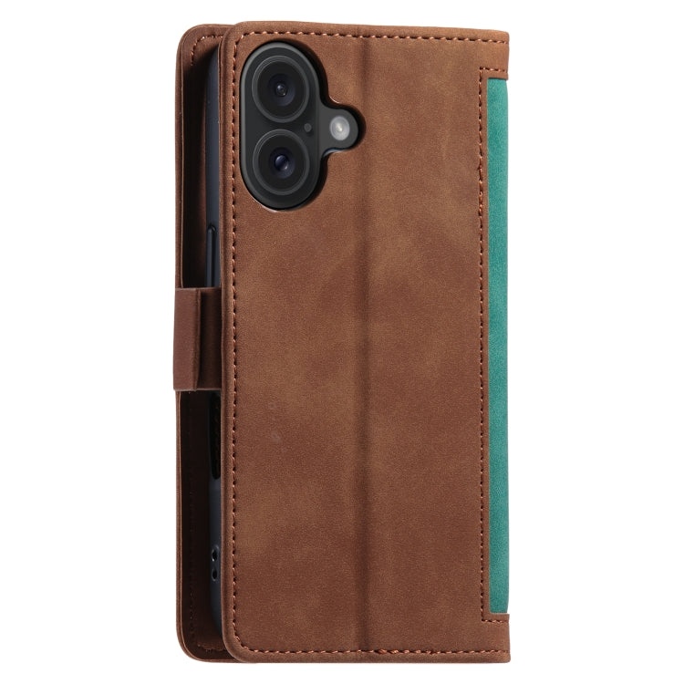 For iPhone 16 Retro Splicing Horizontal Flip Leather Phone Case
