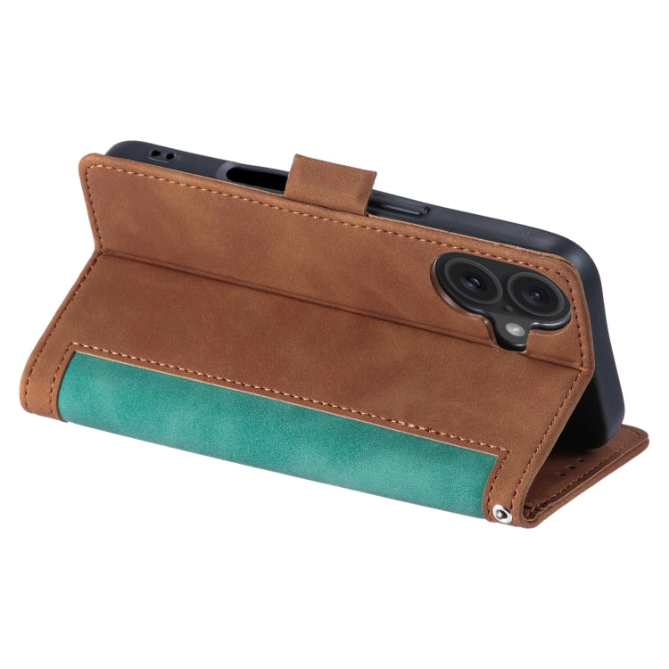 For iPhone 16 Retro Splicing Horizontal Flip Leather Phone Case