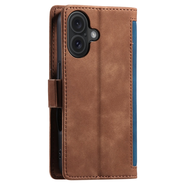 For iPhone 16 Retro Splicing Horizontal Flip Leather Phone Case