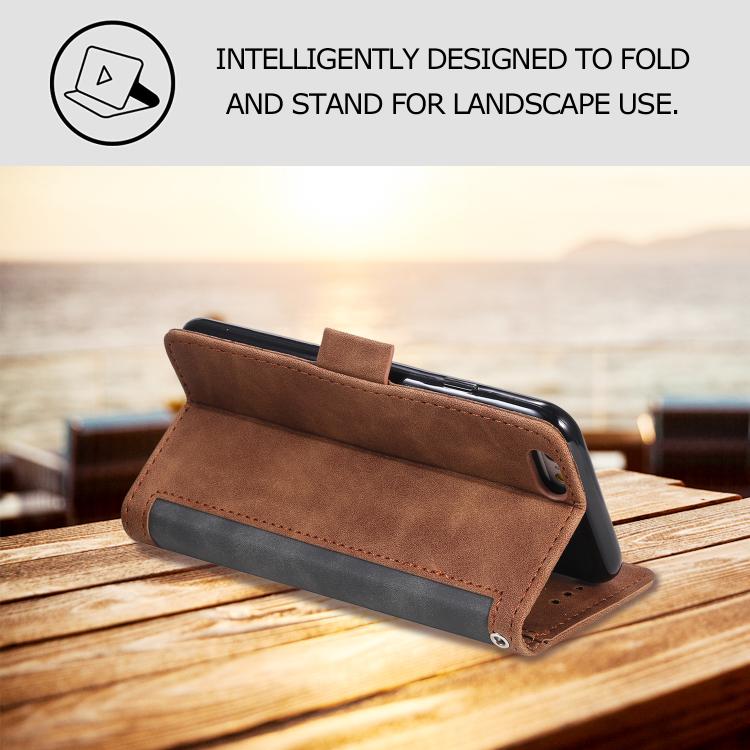 For iPhone 16e / 17e Retro Splicing Horizontal Flip Leather Phone Case